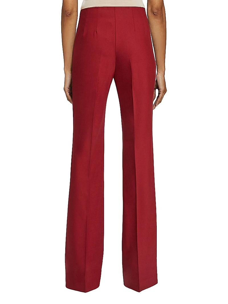 Stretch Wool Flared-Leg Pants