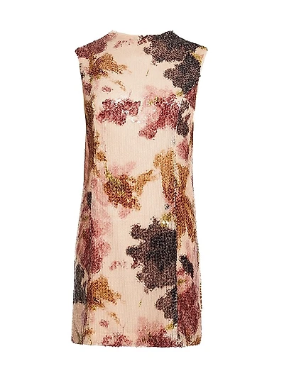Sequined Floral Shift Dress