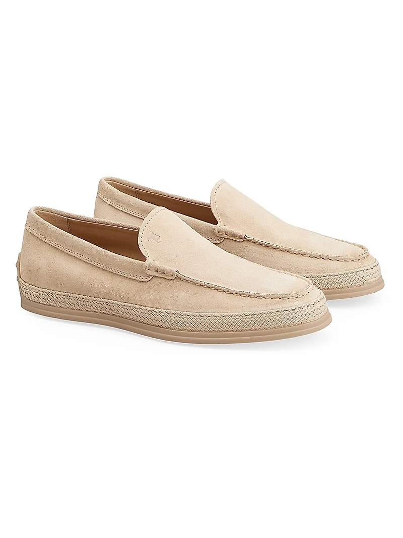 Monogrammed Suede Slip-On Loafers