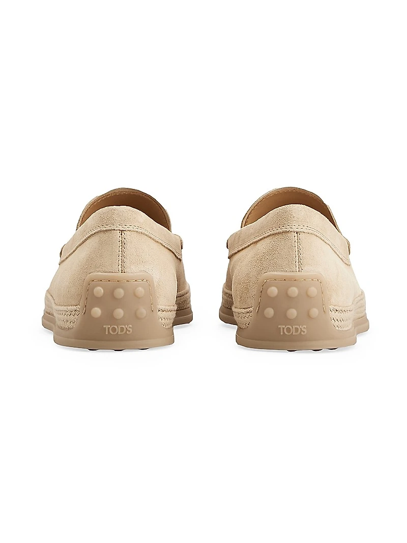 Monogrammed Suede Slip-On Loafers