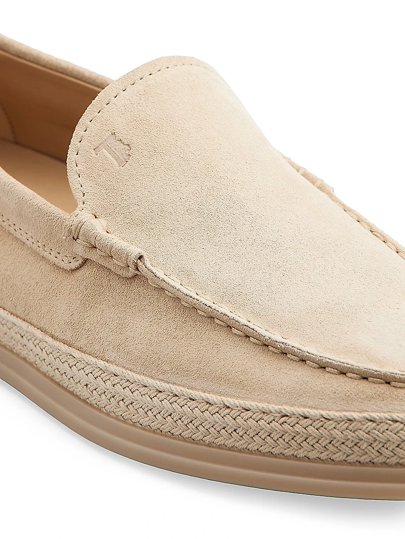 Monogrammed Suede Slip-On Loafers