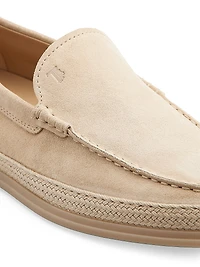 Monogrammed Suede Slip-On Loafers