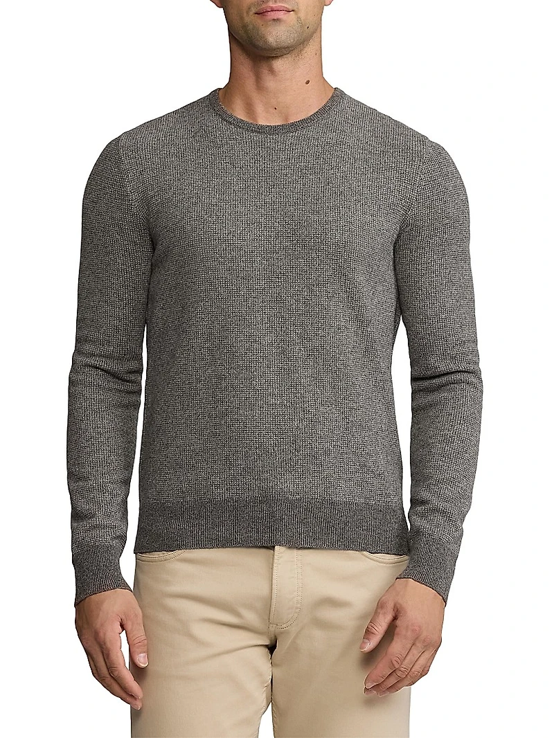 Birdseye Jacquard-Knit Cashmere Sweater