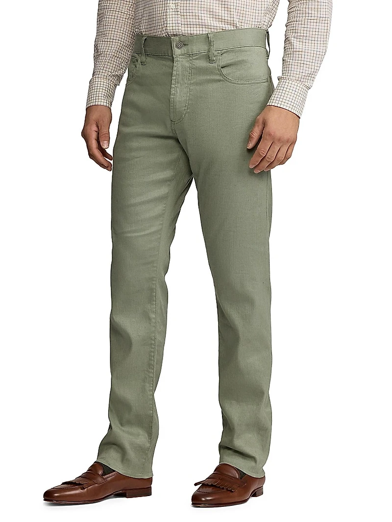 Slim-Fit Stretch Linen-Cotton Jeans