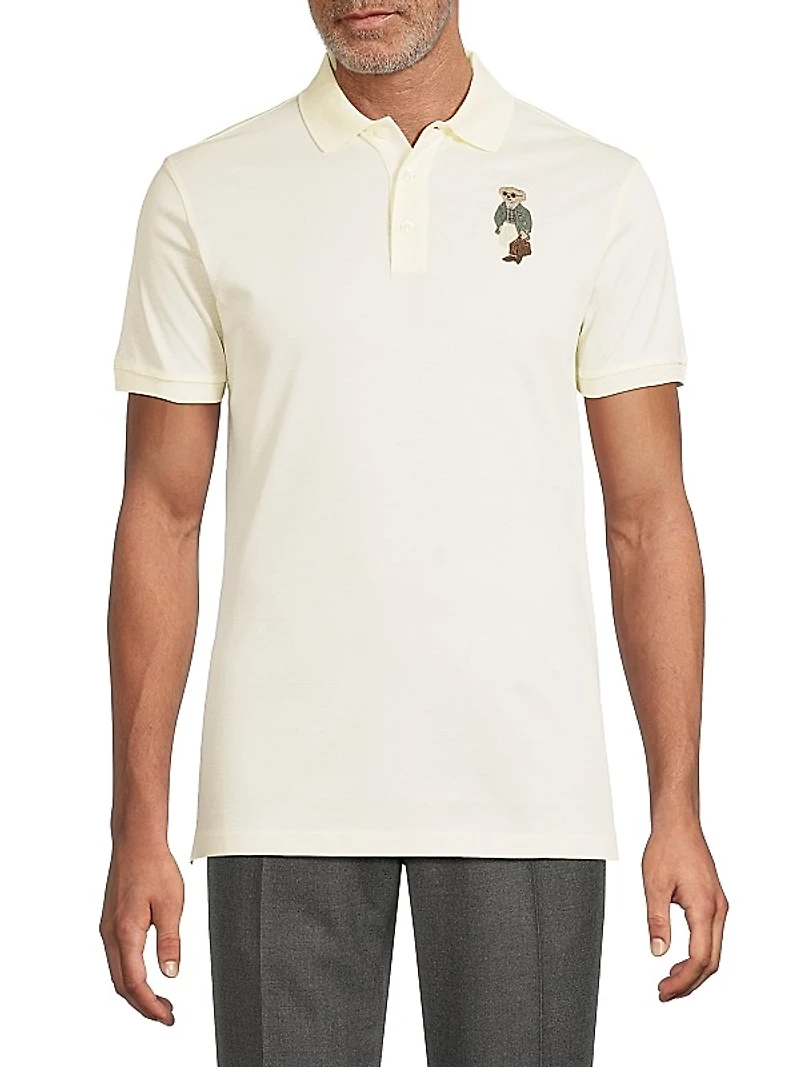 Custom-Slim-Fit Polo Bear Piqué Polo Shirt