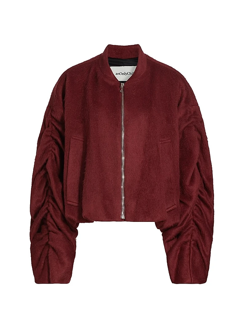 Sanguinetti Wool-Blend Ruched Bomber Jacket