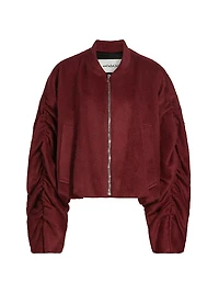 Sanguinetti Wool-Blend Ruched Bomber Jacket