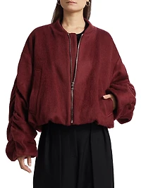Sanguinetti Wool-Blend Ruched Bomber Jacket