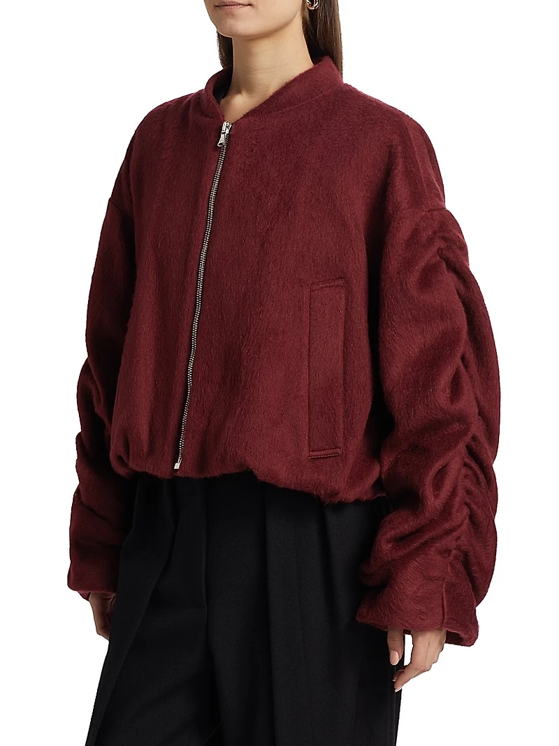 Sanguinetti Wool-Blend Ruched Bomber Jacket