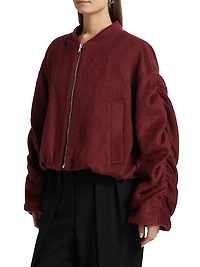 Sanguinetti Wool-Blend Ruched Bomber Jacket