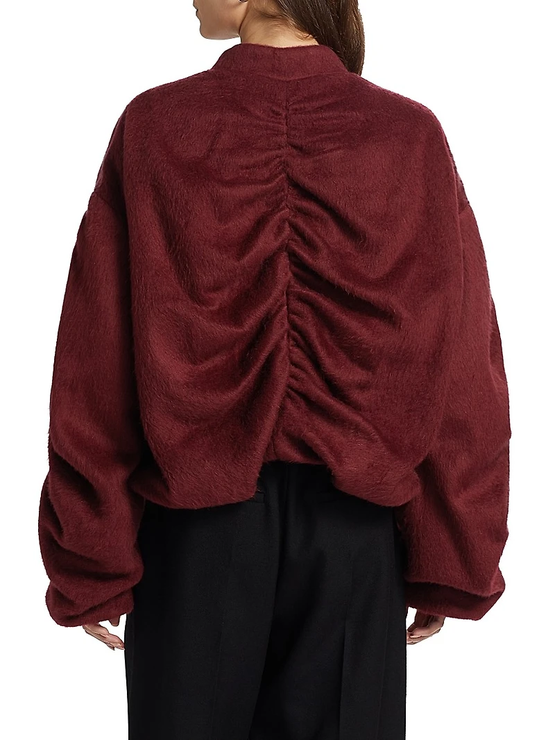 Sanguinetti Wool-Blend Ruched Bomber Jacket