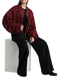 Sanguinetti Wool-Blend Ruched Bomber Jacket