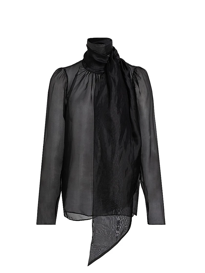 Teddy Silk Tieneck Blouse