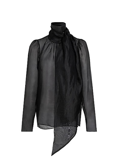 Teddy Silk Tieneck Blouse