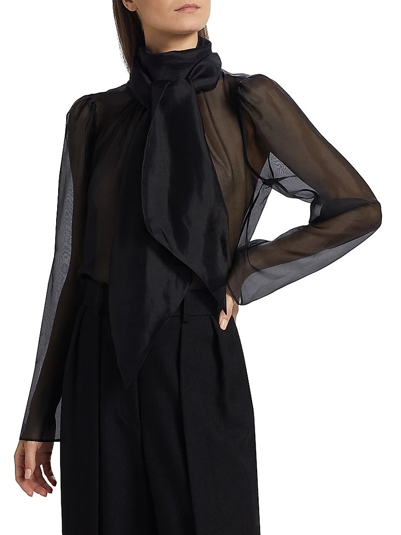 Teddy Silk Tieneck Blouse