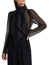 Teddy Silk Tieneck Blouse