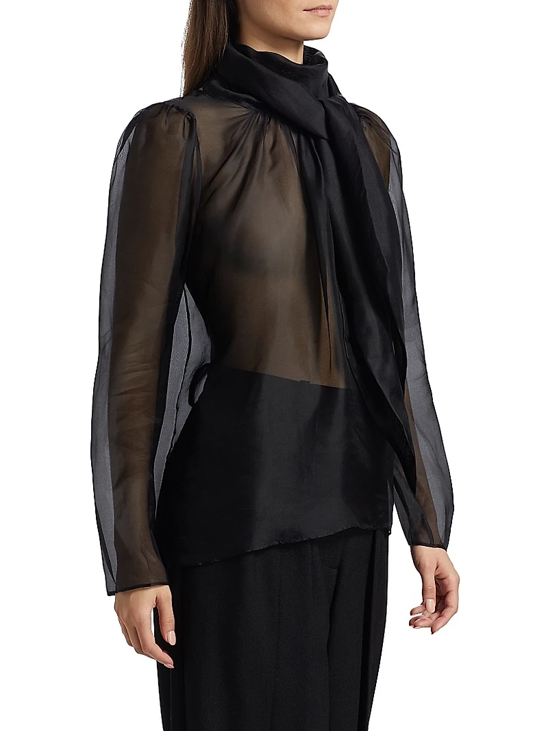 Teddy Silk Tieneck Blouse