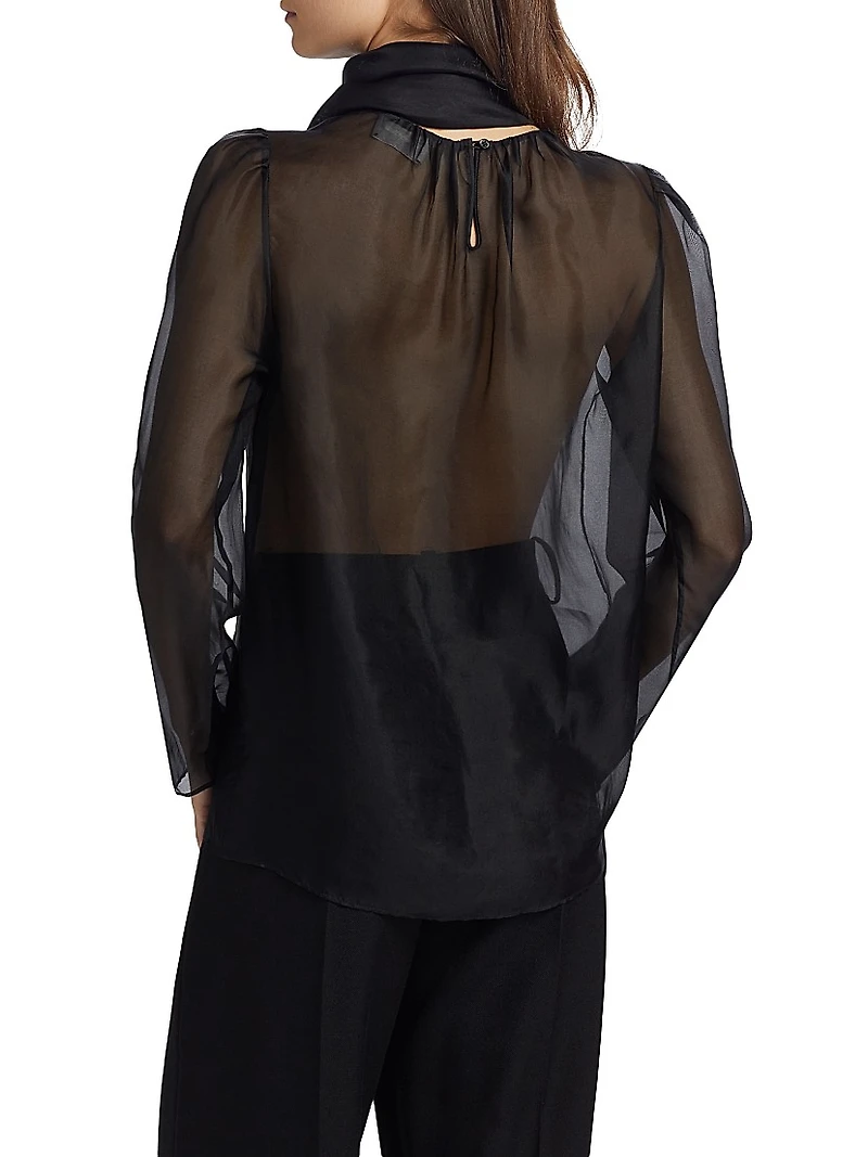 Teddy Silk Tieneck Blouse