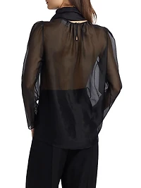 Teddy Silk Tieneck Blouse