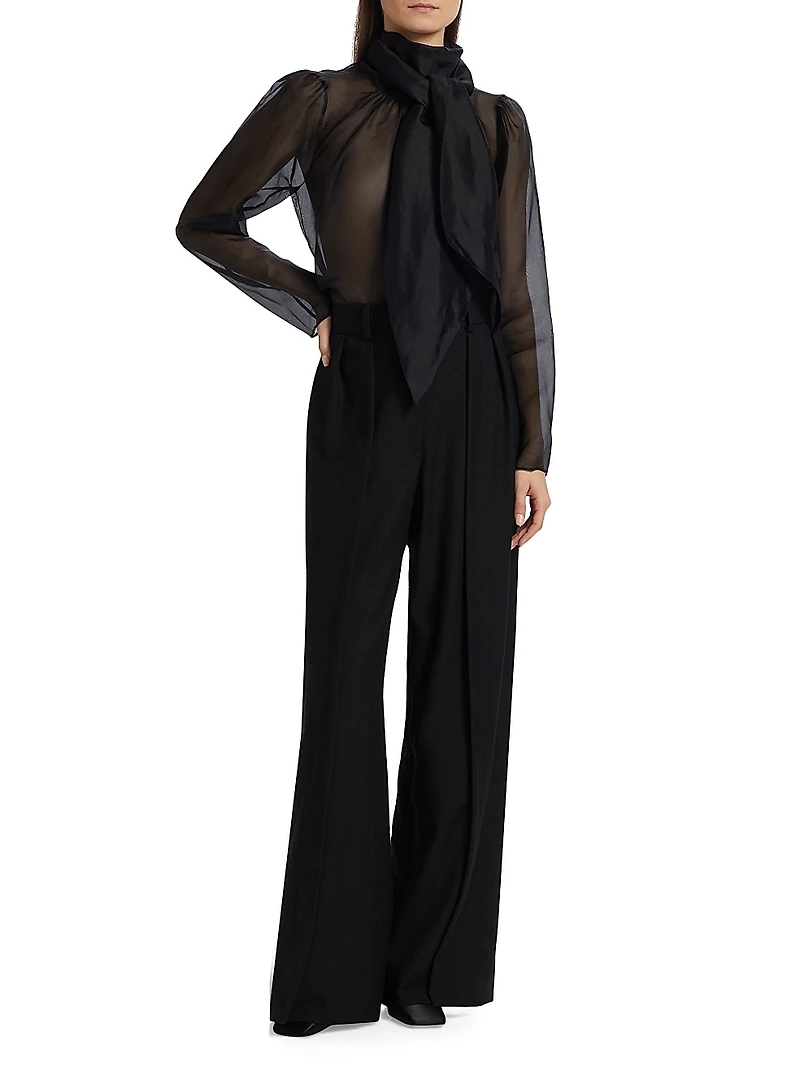 Teddy Silk Tieneck Blouse