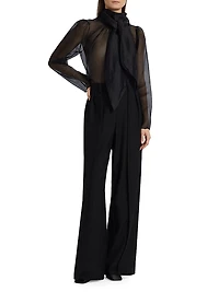 Teddy Silk Tieneck Blouse