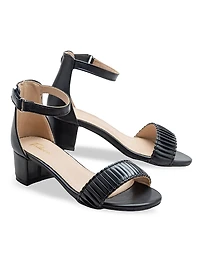 Little Girl's and Pleated Lined Banded Block Heels