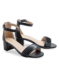 Little Girl's and Pleated Lined Banded Block Heels