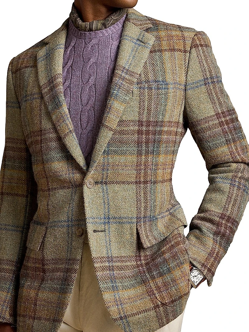 Kent Hand-Tailored Plaid Wool Sportcoat