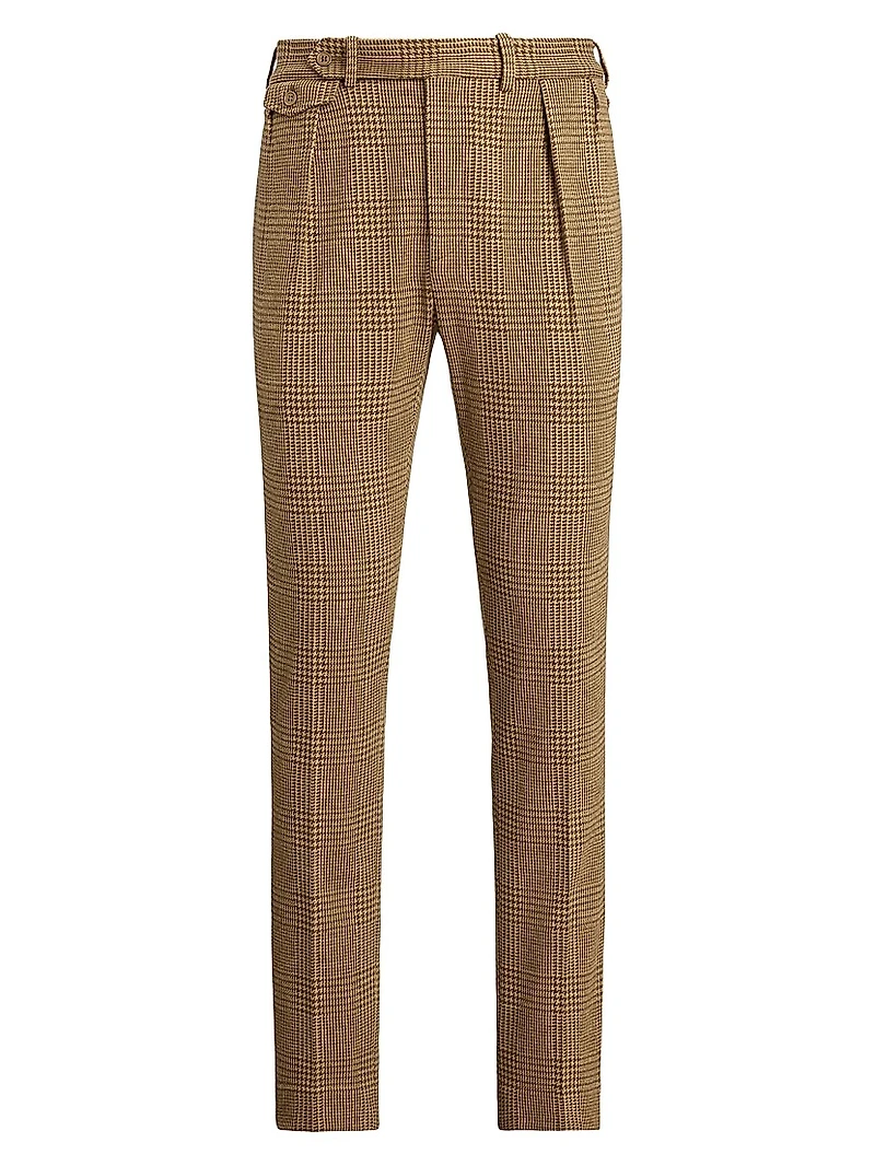 Hand-Tailored Plaid Jersey Suit Trousers
