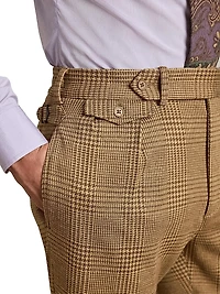 Hand-Tailored Plaid Jersey Suit Trousers