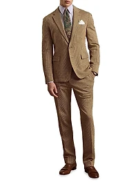 Hand-Tailored Plaid Jersey Suit Trousers