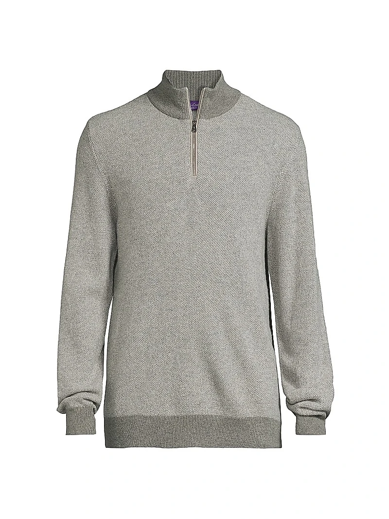 Birdseye Cashmere Quarter-Zip Sweater