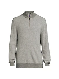 Birdseye Cashmere Quarter-Zip Sweater