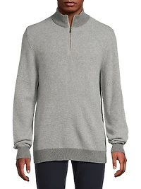 Birdseye Cashmere Quarter-Zip Sweater