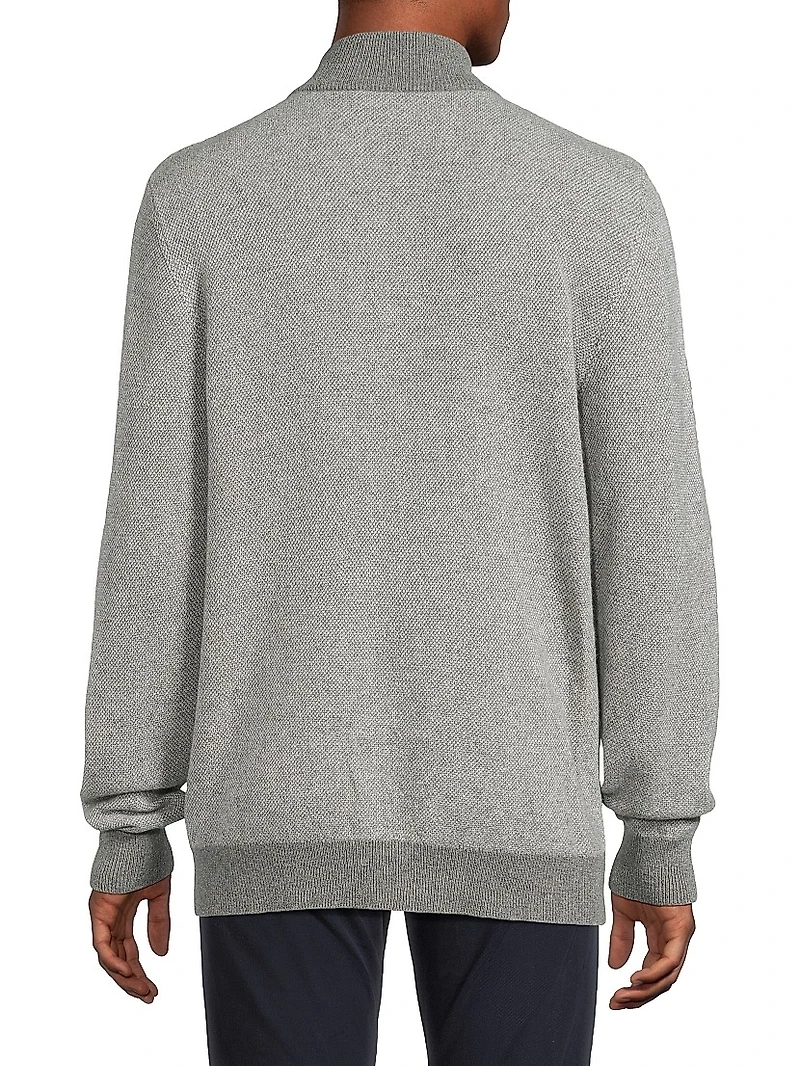 Birdseye Cashmere Quarter-Zip Sweater