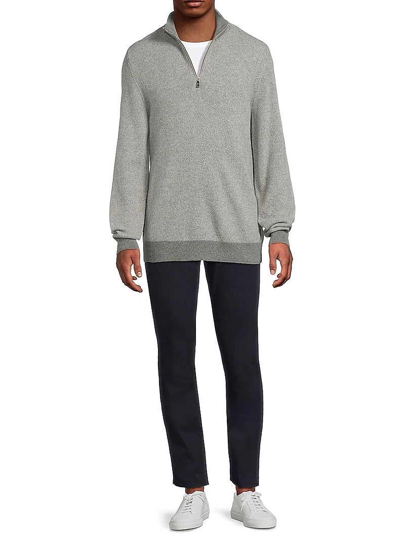 Birdseye Cashmere Quarter-Zip Sweater