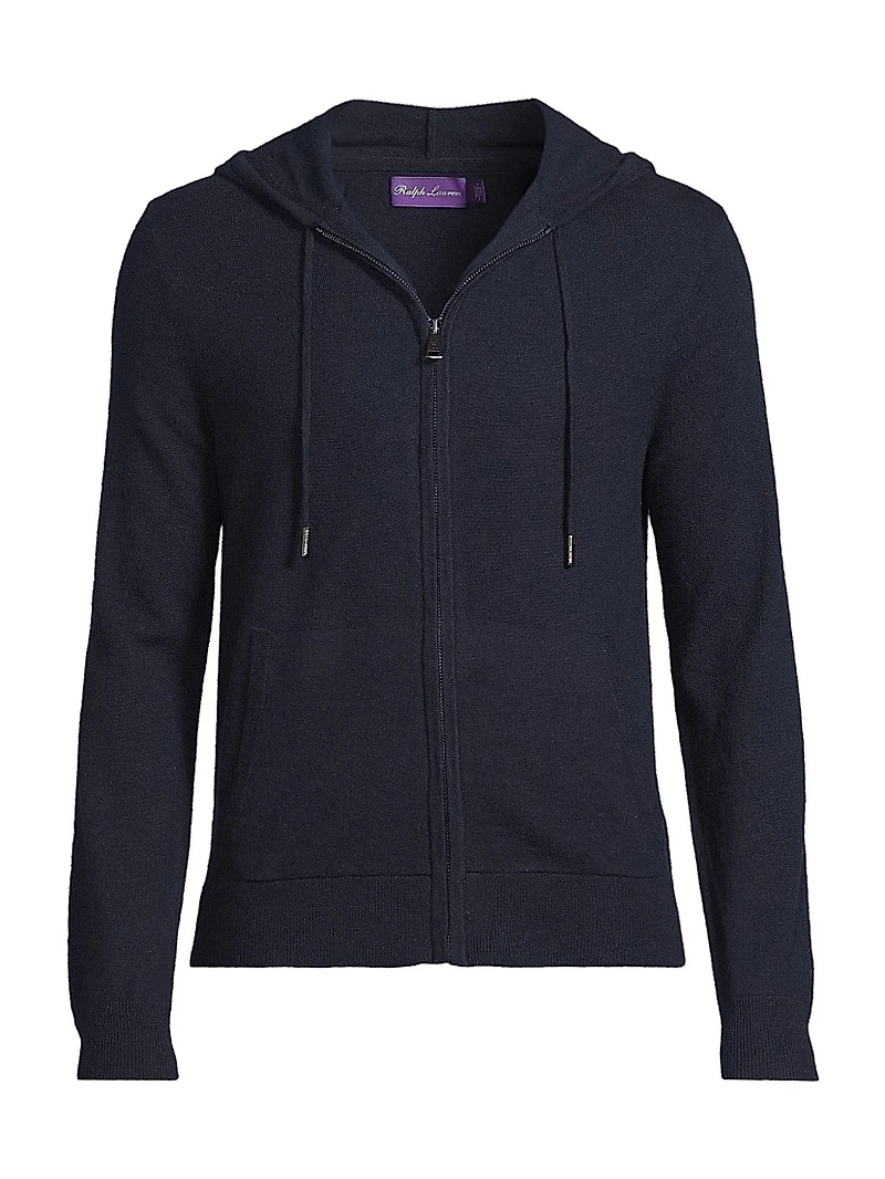 Wool-Cashmere Hooded Full-Zip Sweater