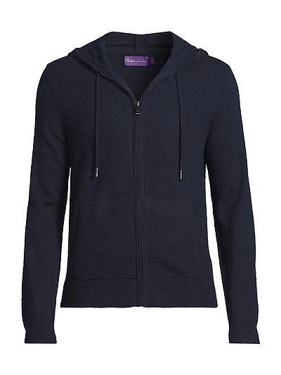 Wool-Cashmere Hooded Full-Zip Sweater