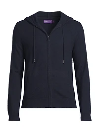 Wool-Cashmere Hooded Full-Zip Sweater