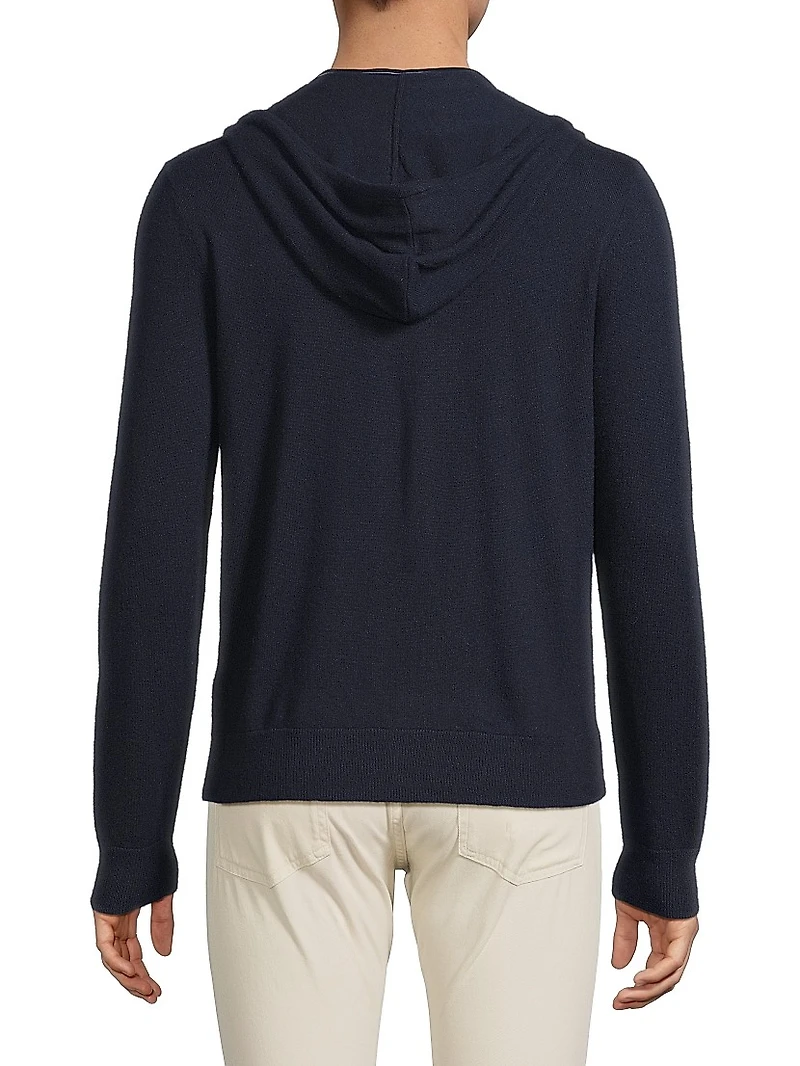 Wool-Cashmere Hooded Full-Zip Sweater