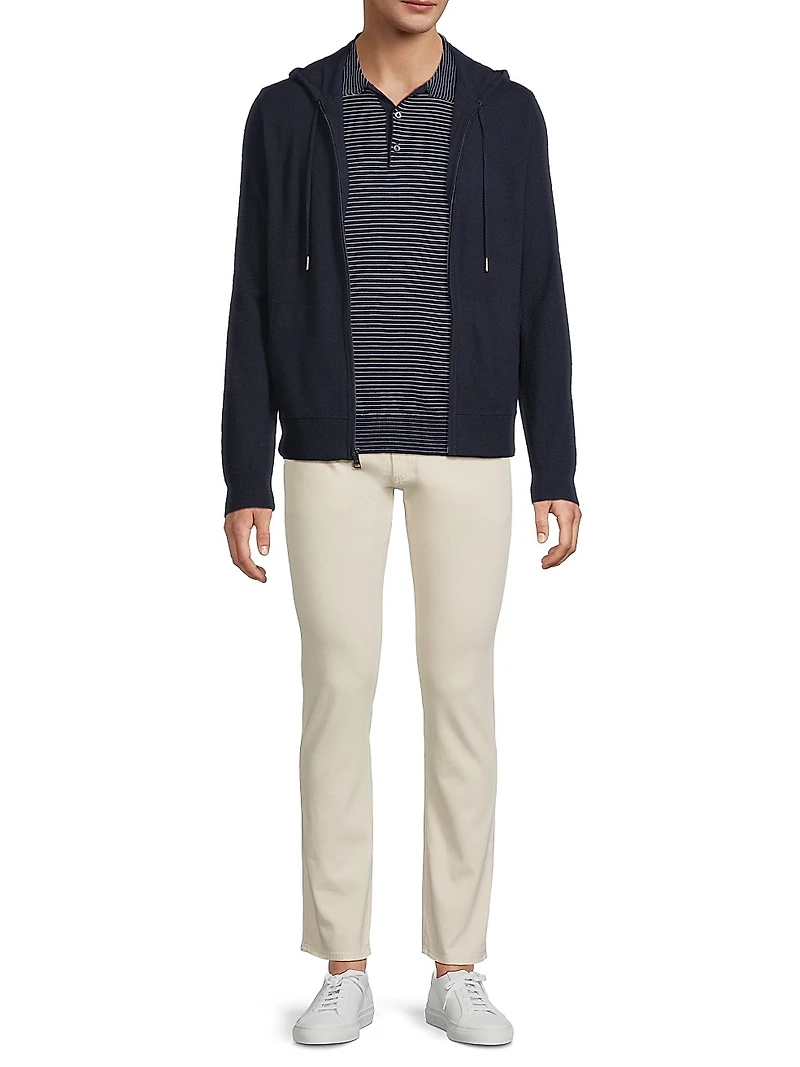 Wool-Cashmere Hooded Full-Zip Sweater