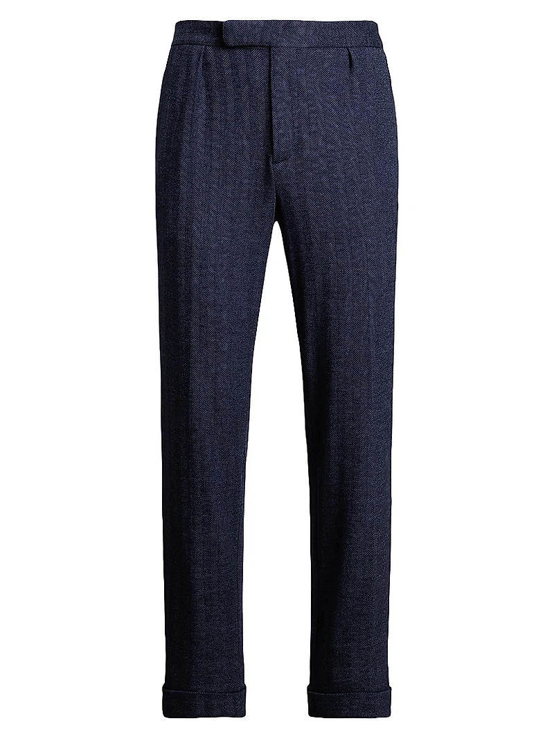 Hand-Tailored Herringbone Suit Trousers