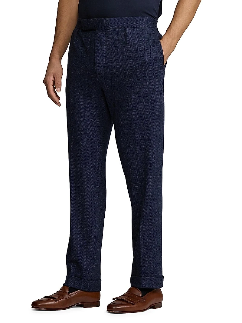 Hand-Tailored Herringbone Suit Trousers