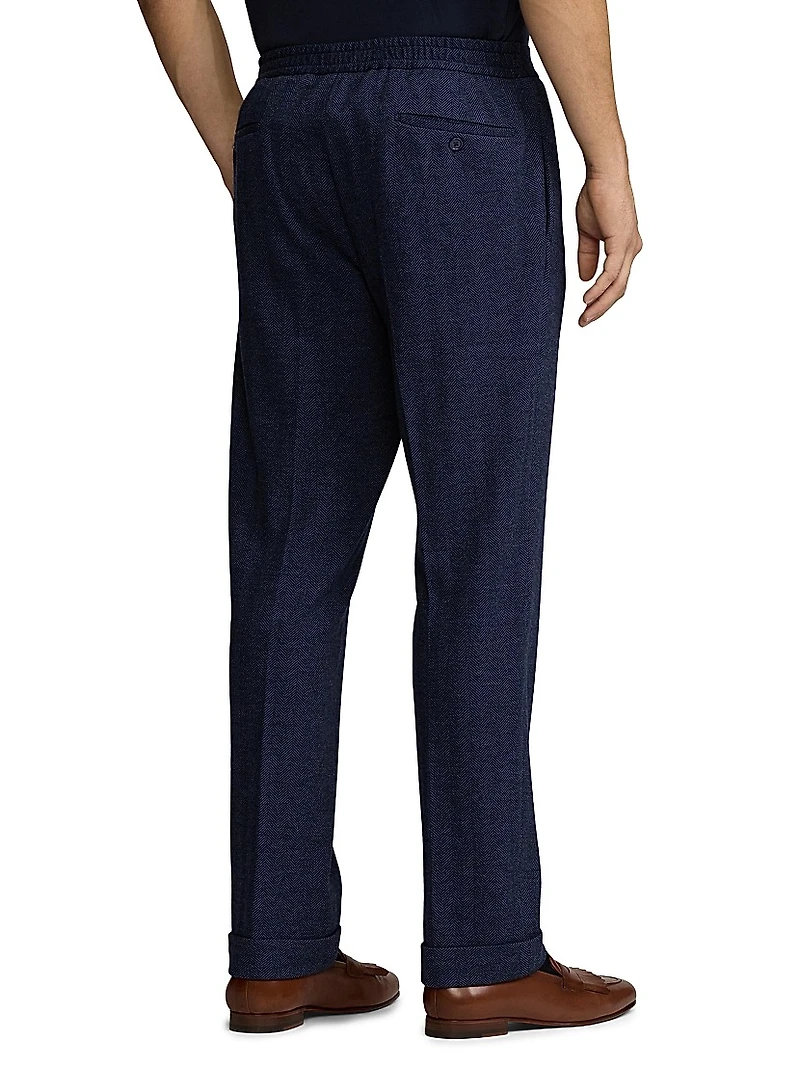 Hand-Tailored Herringbone Suit Trousers