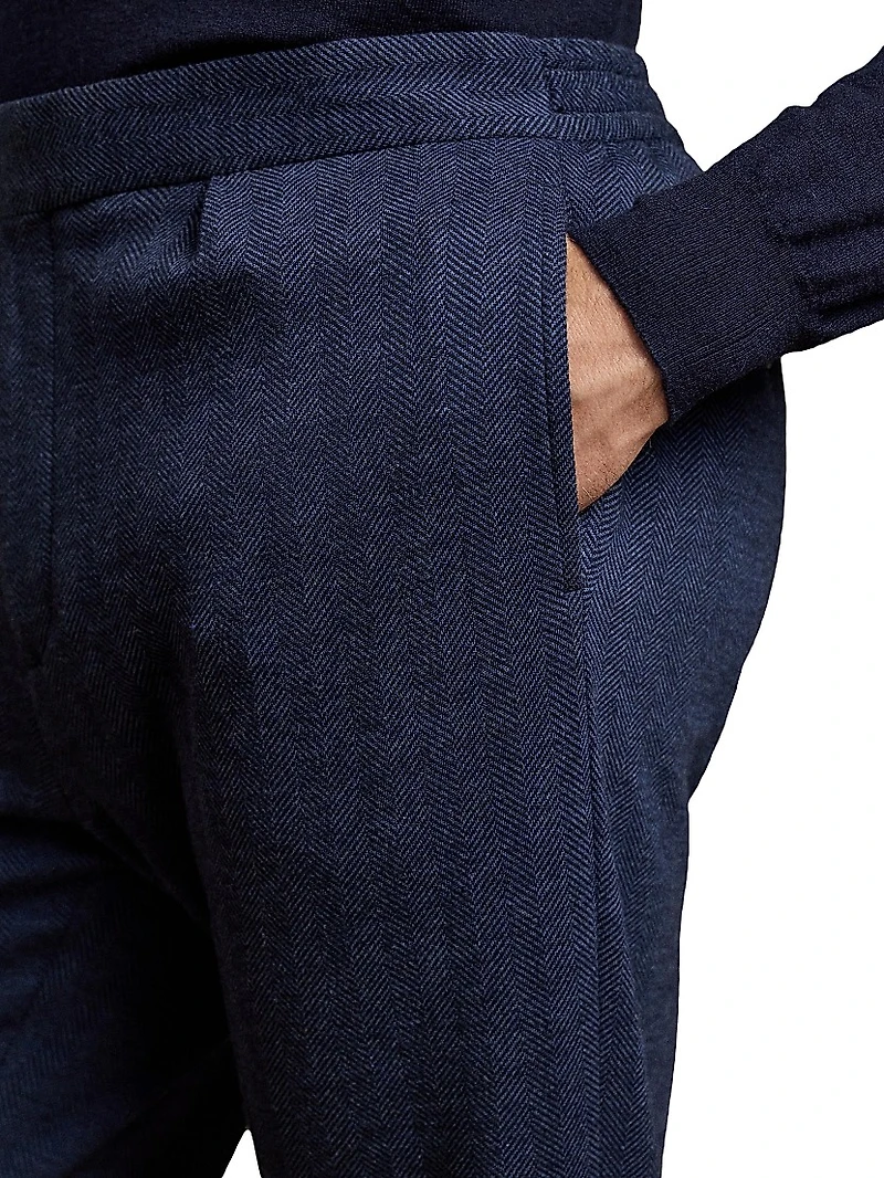 Hand-Tailored Herringbone Suit Trousers