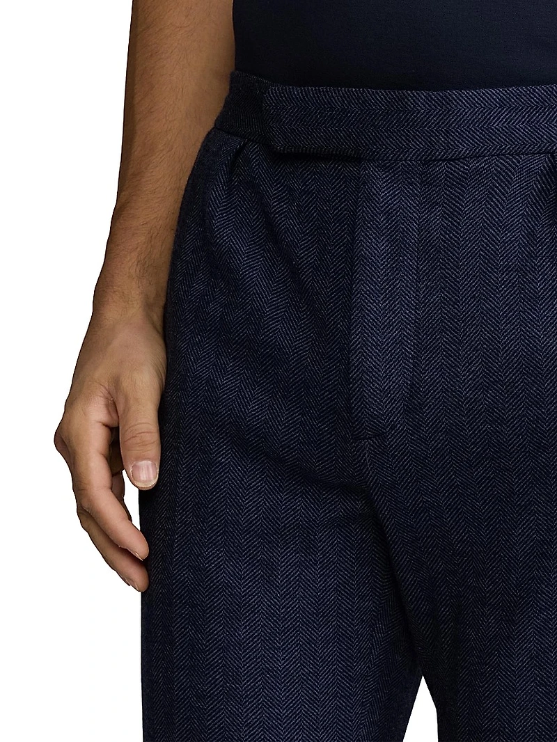 Hand-Tailored Herringbone Suit Trousers