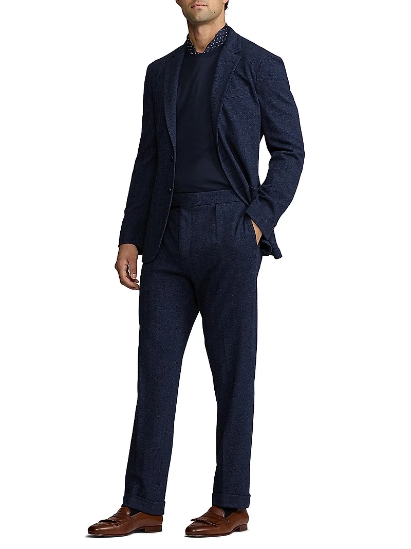 Hand-Tailored Herringbone Suit Trousers