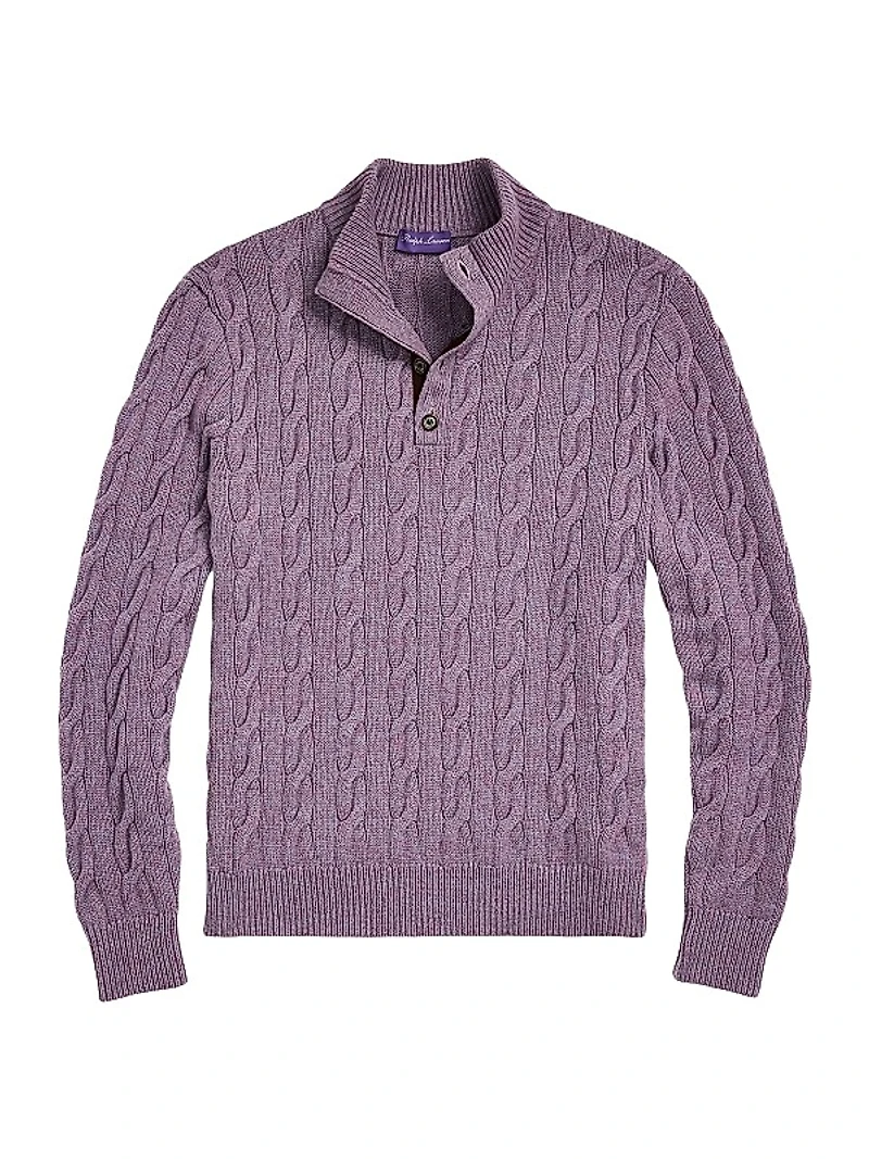 Cable-Knit Cashmere Mockneck Sweater