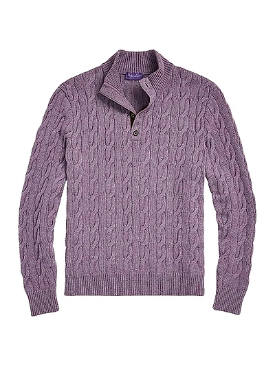 Cable-Knit Cashmere Mockneck Sweater