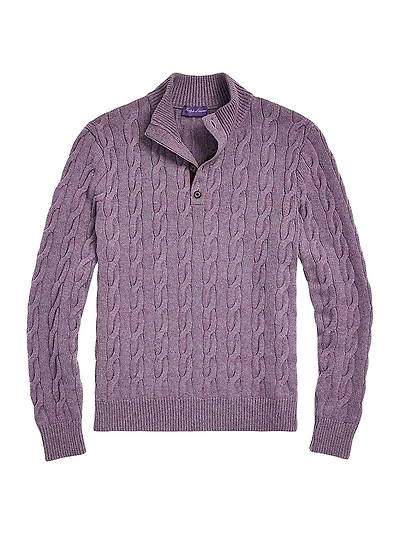 Cable-Knit Cashmere Mockneck Sweater